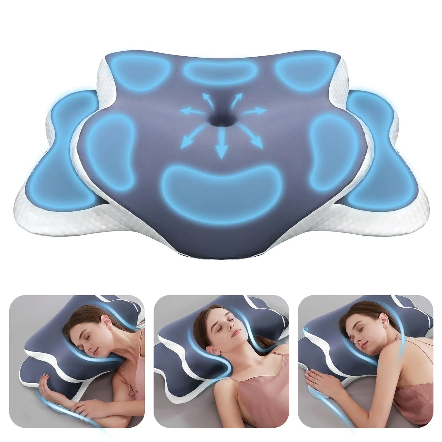 Memory Foam Pillow Cervical Pillow Neck Pain Relief Contour Ergonomic Orthopedic Neck Support for Side Back Stomach Sleeper Gift